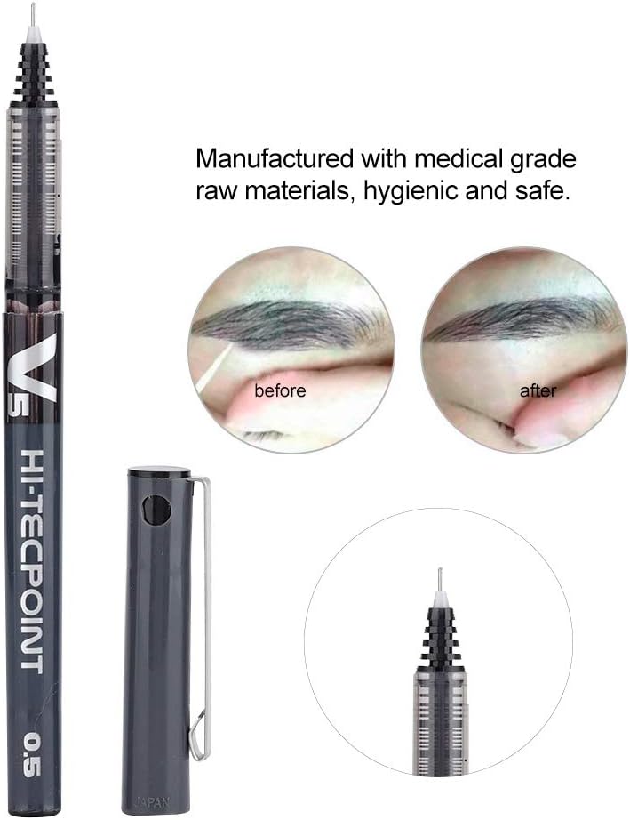 woobles Tattoo Marker Pen, Professional Precision Semi-permanent Eyebrow Lip Tool Semi-permanent Tattoo Marker Pen Microblading Eyebrow Lip Tattoo Positioning Pen(black) - Image 4